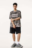 Distressed Tie-Dye Cotton Tee - Gray