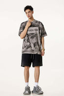 Distressed Tie-Dye Cotton Tee - Gray