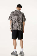 Distressed Tie-Dye Cotton Tee - Gray
