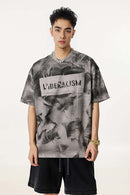 Distressed Tie-Dye Cotton Tee - Gray