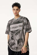 Distressed Tie-Dye Cotton Tee - Gray
