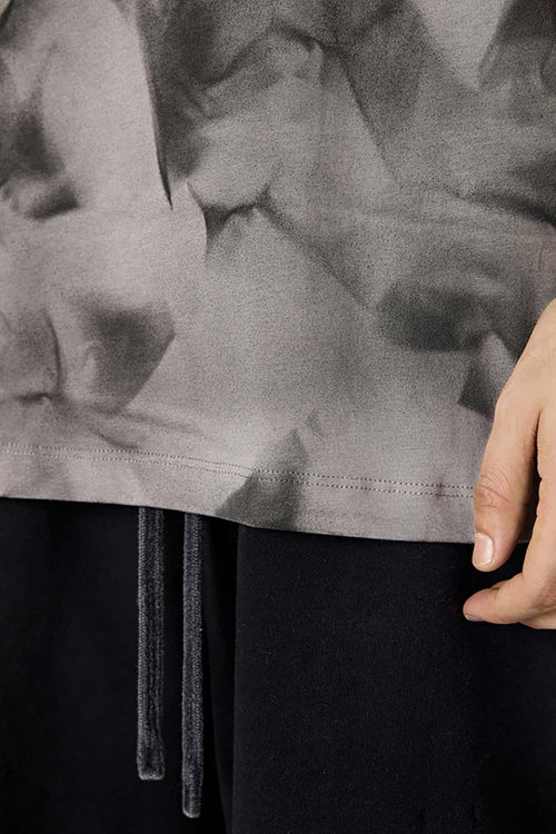 Distressed Tie-Dye Cotton Tee - Gray