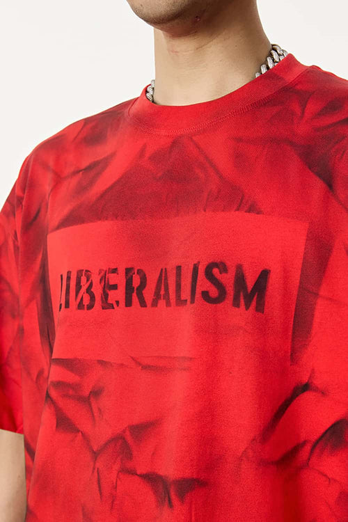 Distressed Tie-Dye Cotton Tee - Red