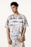 Distressed Tie-Dye Cotton Tee - White