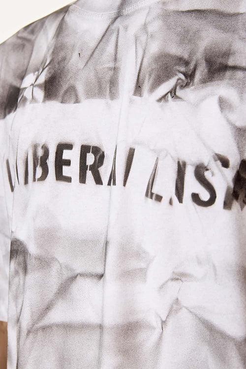 Distressed Tie-Dye Cotton Tee - White