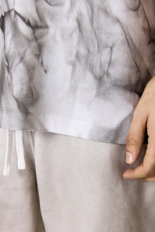Distressed Tie-Dye Cotton Tee - White