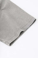 Distressed Contrast-Collar Polo - Medium Gray And Black