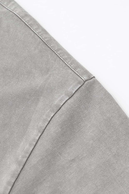 Distressed Contrast-Collar Polo - Medium Gray And Black