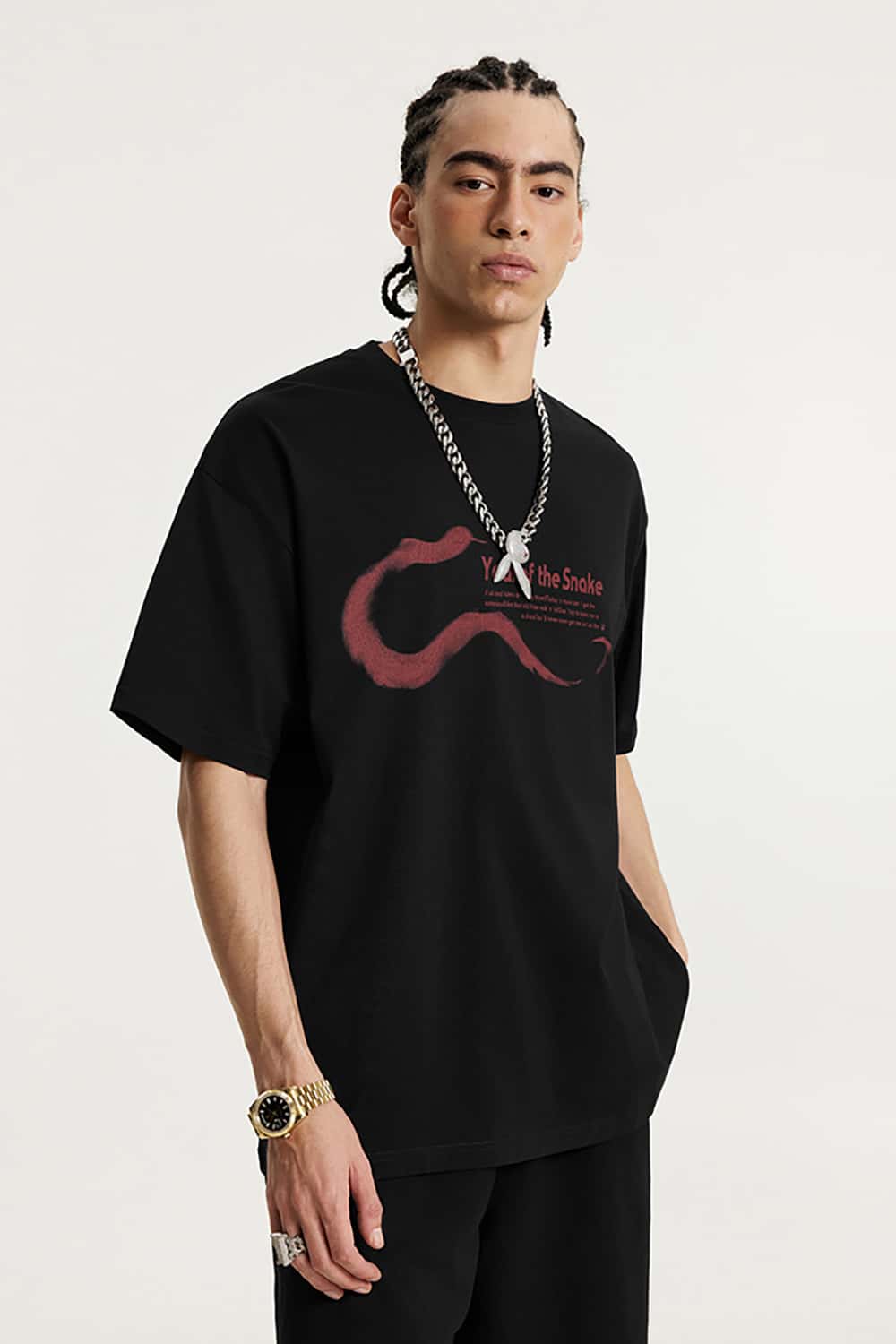 High Street Fashion T-Shirt with Simple Print - Short Sleeve Top