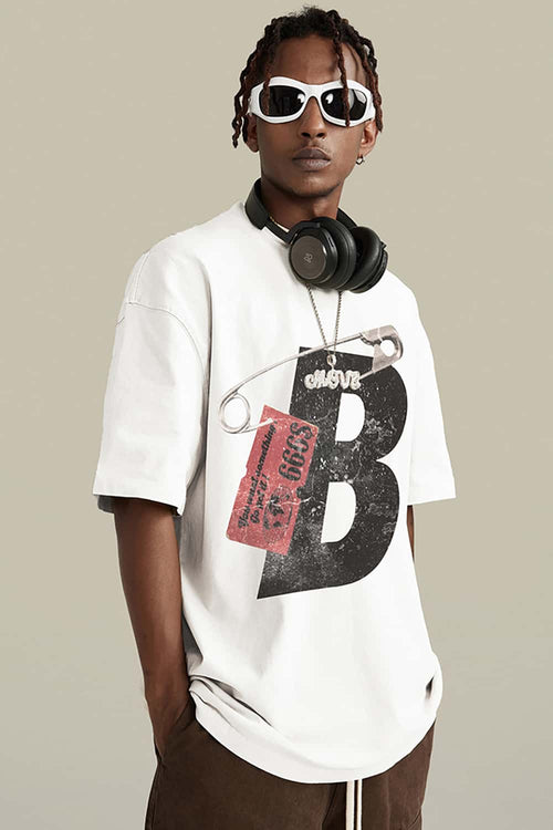 Distressed Heavyweight Graphic Tee - White