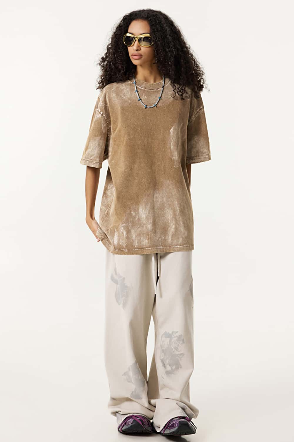 Vintage Washed Loose Tee - Coffee