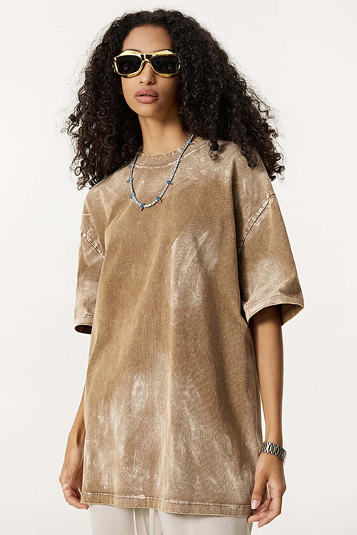 Vintage Washed Loose Tee - Coffee