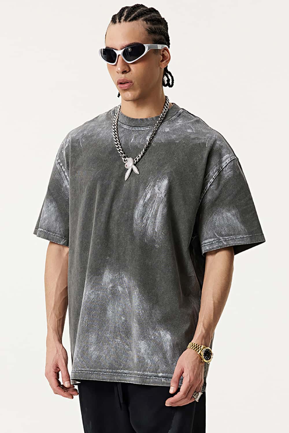 Vintage Washed Loose Tee - Dark Gray