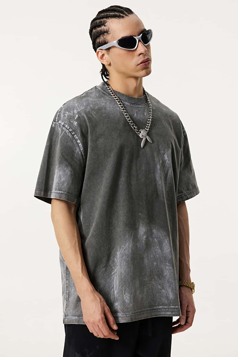 Vintage Washed Loose Tee - Dark Gray