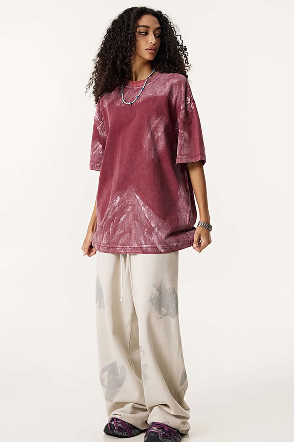 Vintage Washed Loose Tee - Vintage Red
