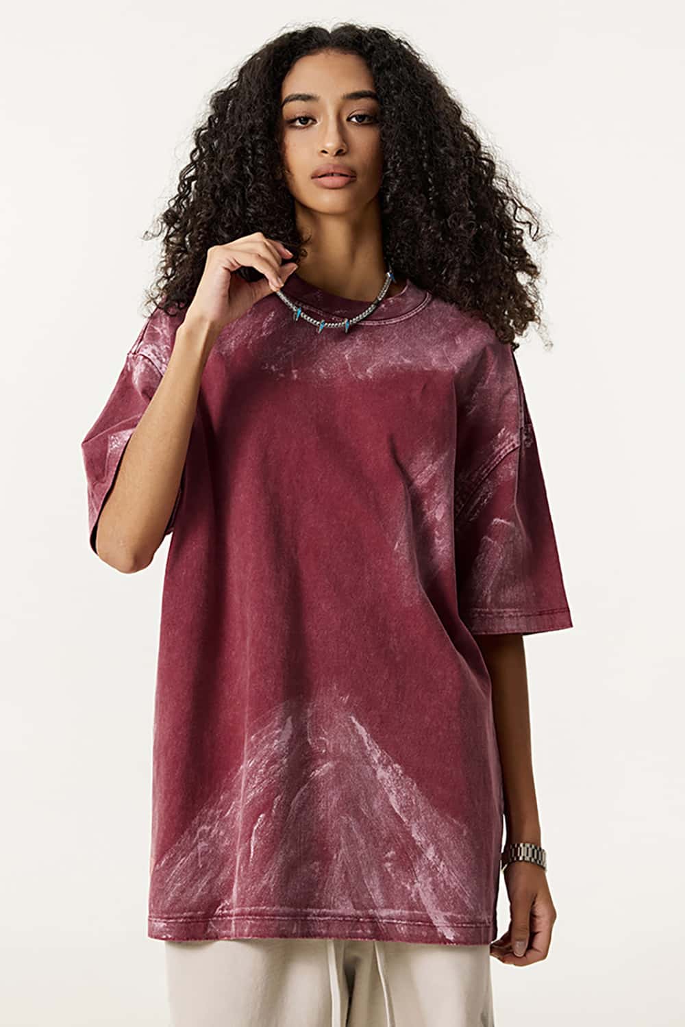 Vintage Washed Loose Tee - Vintage Red