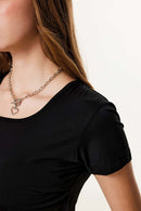Premium Square Neck Fitted Tee - Black
