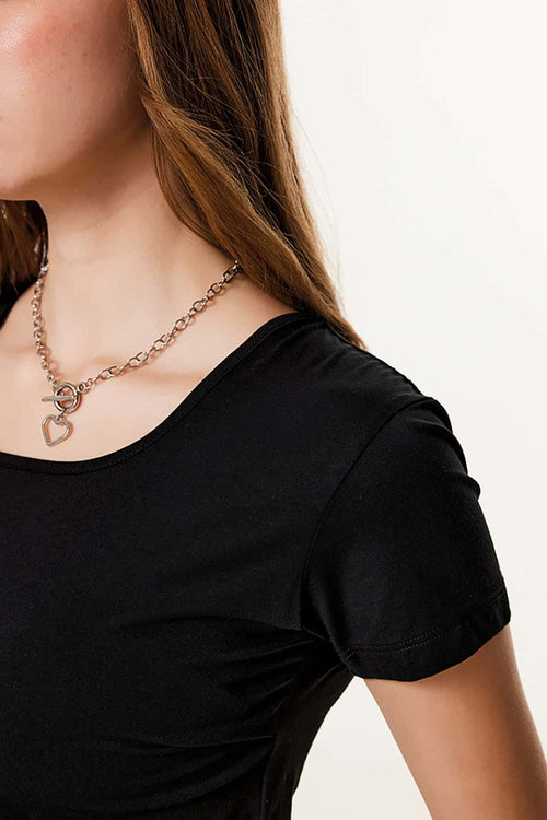 Premium Square Neck Fitted Tee - Black