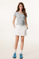 Premium Square Neck Fitted Tee - Flower Gray