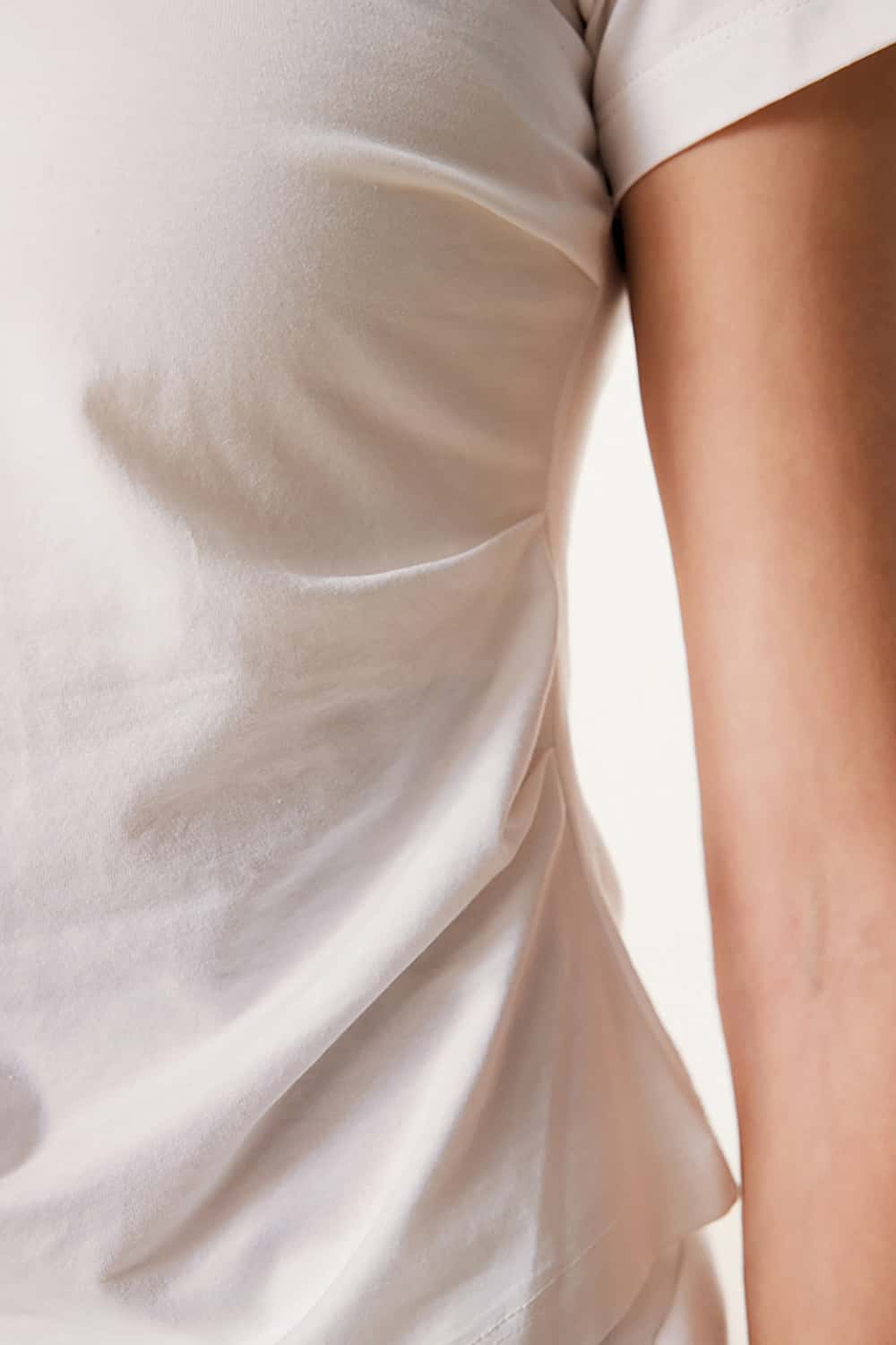 Elegant Square Neck Short Sleeve T-Shirt - Slimming Waist Cinch U-Neck Top