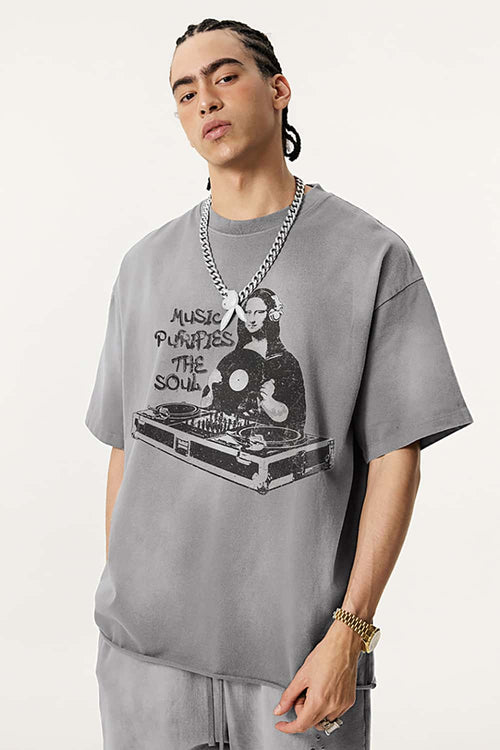 Vintage Statement Graphic Tee - Vintage Medium Gray
