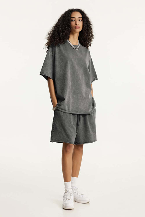 Heavyweight Wax-Dyed Raw-Edge Tee - Dark Gray