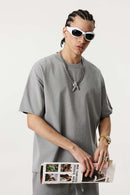 Heavyweight Wax-Dyed Raw-Edge Tee - Medium Gray