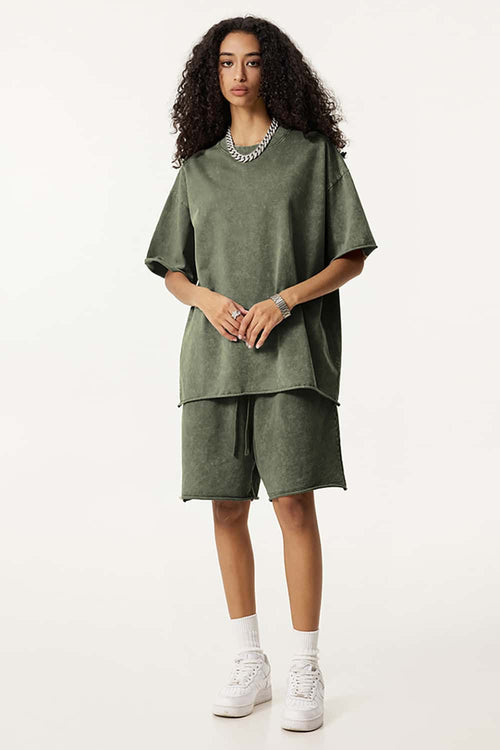 Heavyweight Wax-Dyed Raw-Edge Tee - Vintage Army Green
