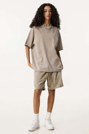 Heavyweight Wax-Dyed Raw-Edge Tee - Vintage Khaki