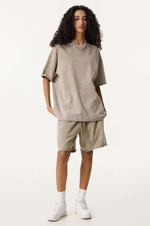 Heavyweight Wax-Dyed Raw-Edge Tee - Vintage Khaki