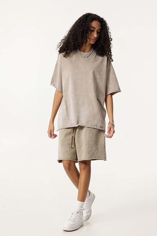 Heavyweight Wax-Dyed Raw-Edge Tee - Vintage Khaki