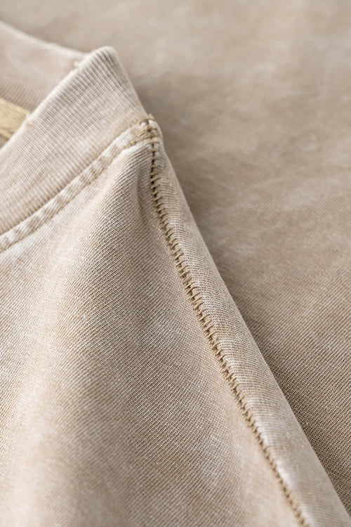 Heavyweight Wax-Dyed Raw-Edge Tee - Vintage Khaki