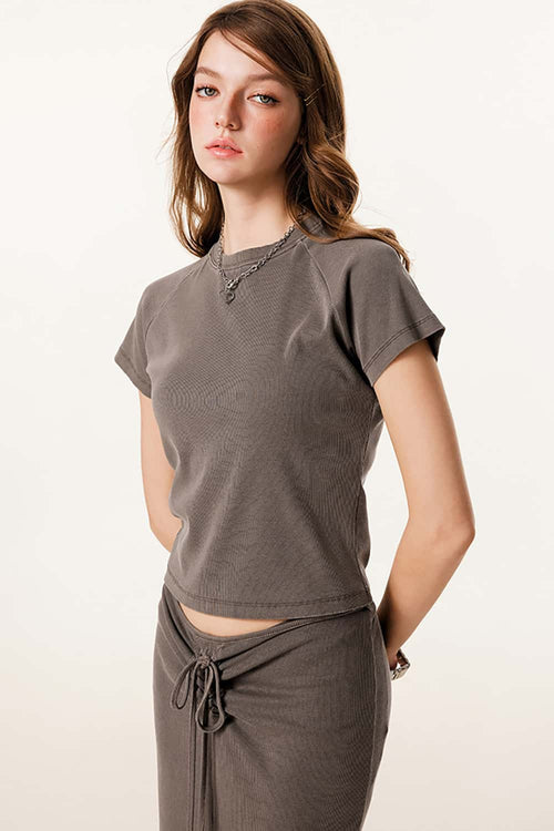 Essential Crewneck Slim-Fit Tee - Coffee