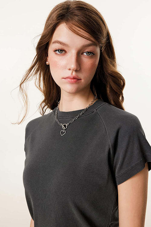 Essential Crewneck Slim-Fit Tee - Dark Gray