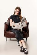 Washed Ruched Waist Tee - Fried Snowflakes