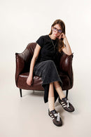 Washed Ruched Waist Tee - Fried Snowflakes