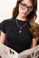 Washed Ruched Waist Tee - Fried Snowflakes