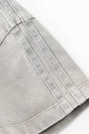 Washed Ruched Waist Tee - Medium Gray