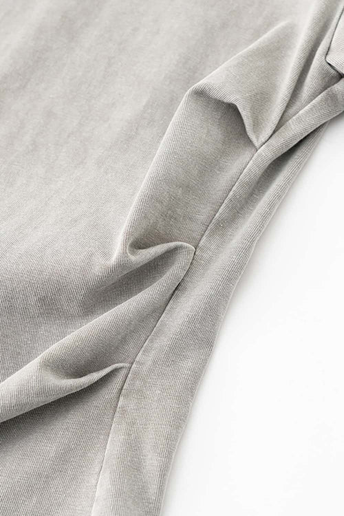 Washed Ruched Waist Tee - Medium Gray
