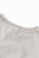 Washed Ruched Waist Tee - Medium Gray