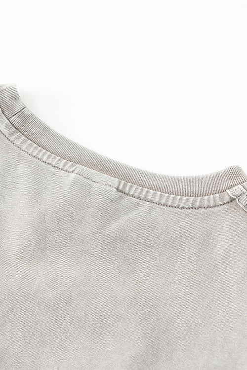 Washed Ruched Waist Tee - Medium Gray