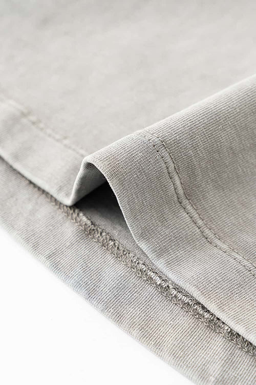 Washed Ruched Waist Tee - Medium Gray