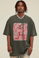 Washed Distressed Graphic Tee - Gray