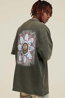 Washed Distressed Graphic Tee - Gray