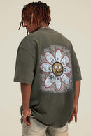 Washed Distressed Graphic Tee - Gray