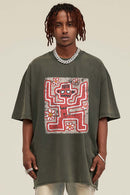 Washed Distressed Graphic Tee - Gray