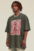 Washed Distressed Graphic Tee - Gray
