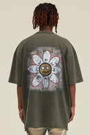 Washed Distressed Graphic Tee - Gray