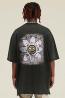 Washed Distressed Graphic Tee - Rust Black