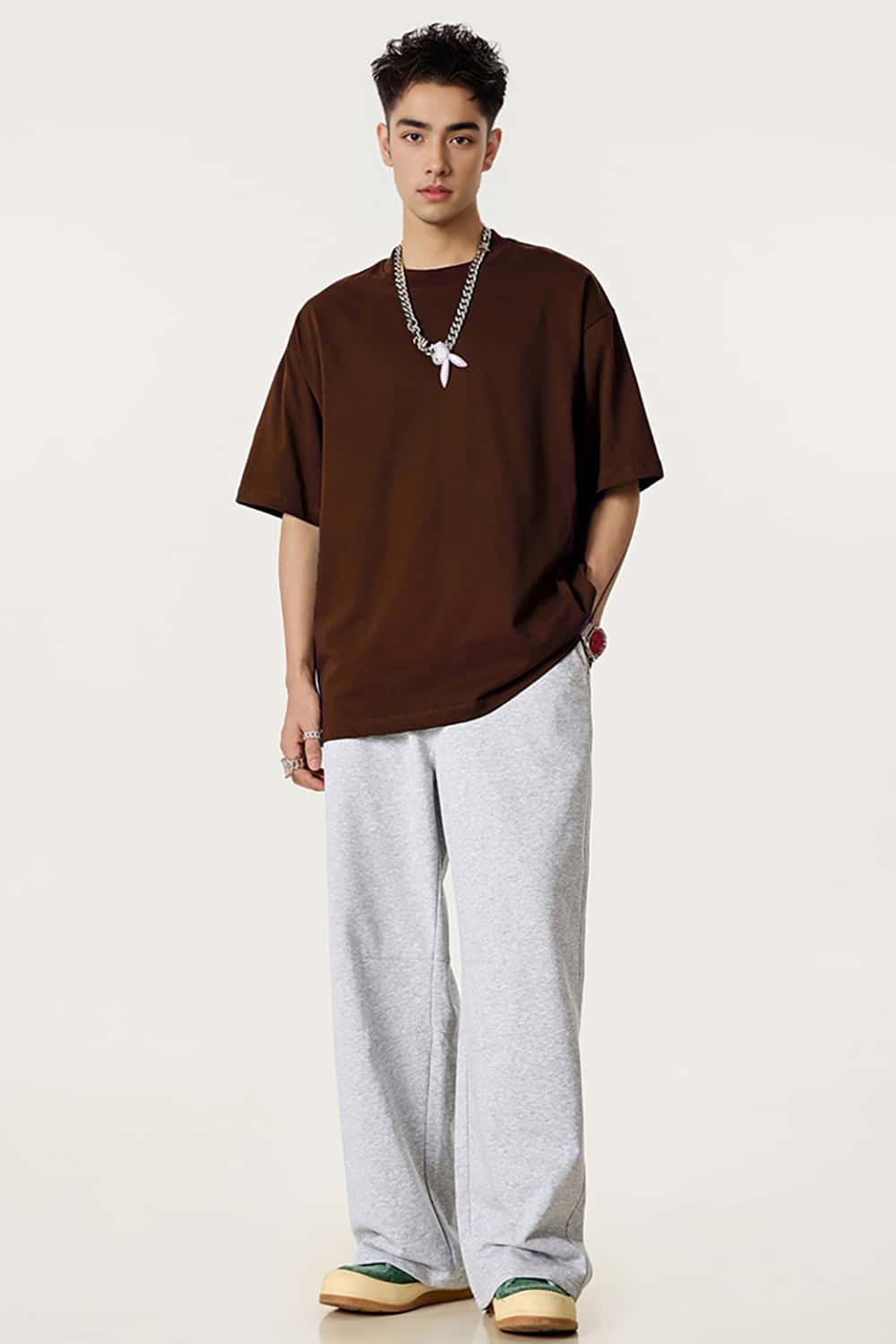 High-Density Long-Staple Cotton T-Shirt 255g - Solid Color Regular Shoulder Short Sleeve
